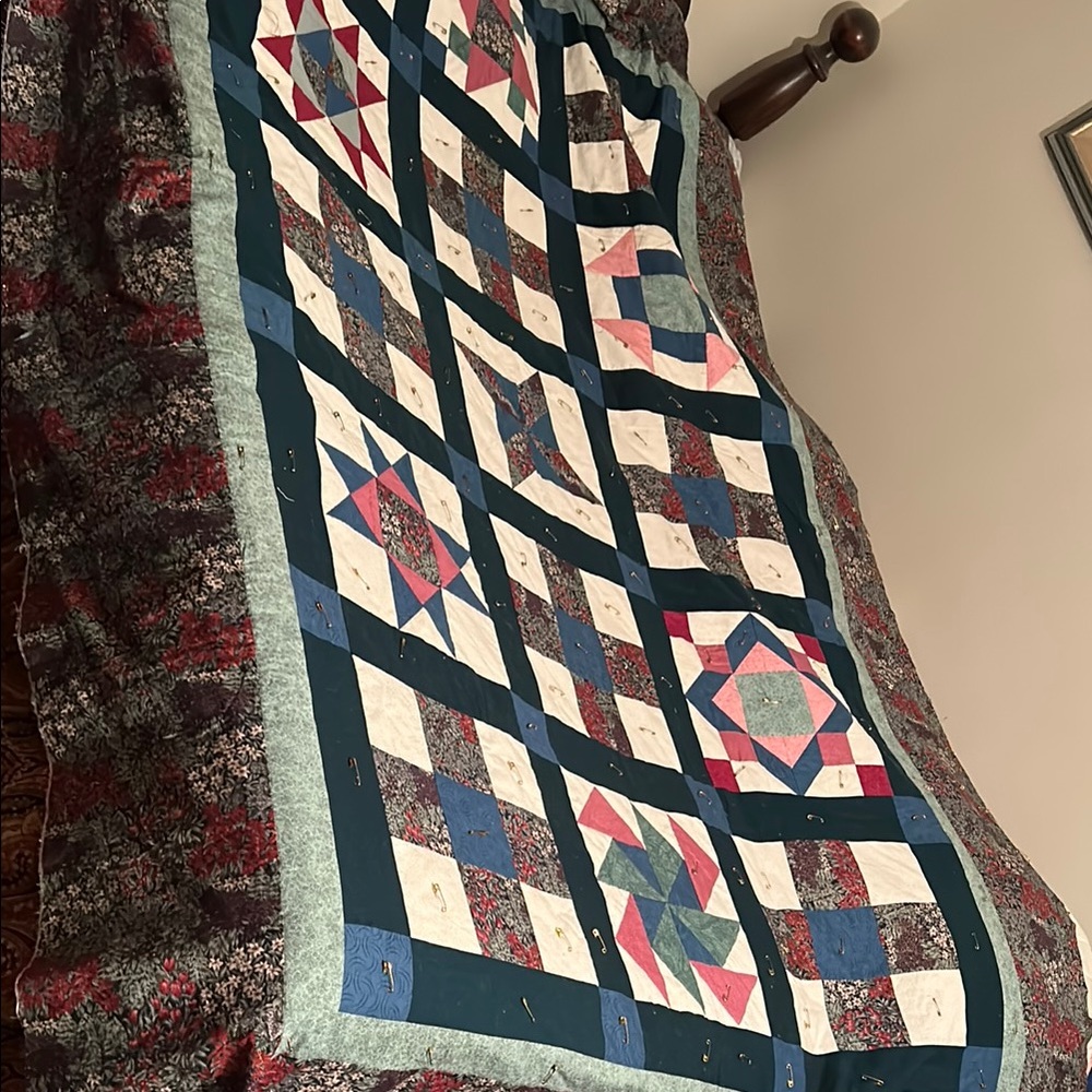 New Homemade Patchwork Hand Stitched Cotton Quilt with Multiple Patterns